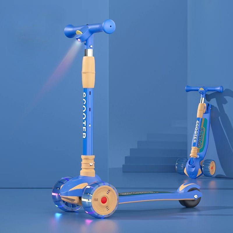 Детский трехколесный самокат со светодиодным мультяшным проектором, складной, для тренировки баланса, самокат-самокат для детей, веселье на открытом воздухе