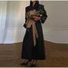 PU Leather Overcoat Fashion Splicing Color Design Flip Collar Long Sleeves Coat Gift Belt British Style Autumn Winter