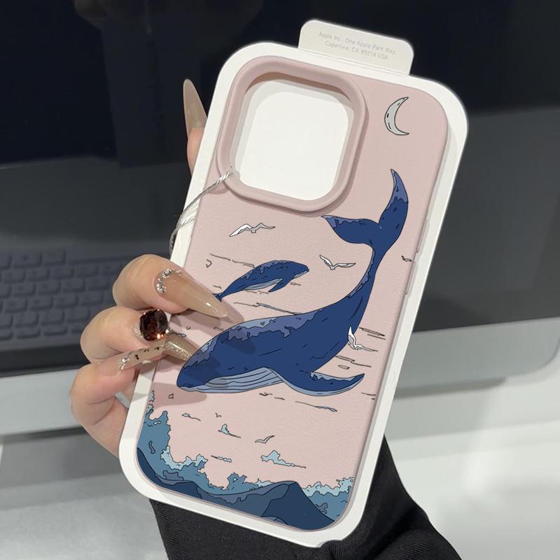 Чехол для телефона с принтом кита, подходит для iPhone 16 14 15 13 12 11 Pro Max 16Plus, силиконовый, противоударный, мягкий чехол