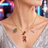 Charming Christmas Necklace Charms for Women, Cute Elk Tree Candy Cane Festive Sweater Accessories with Bells, Alloy Jewelry Holiday Party Outfit