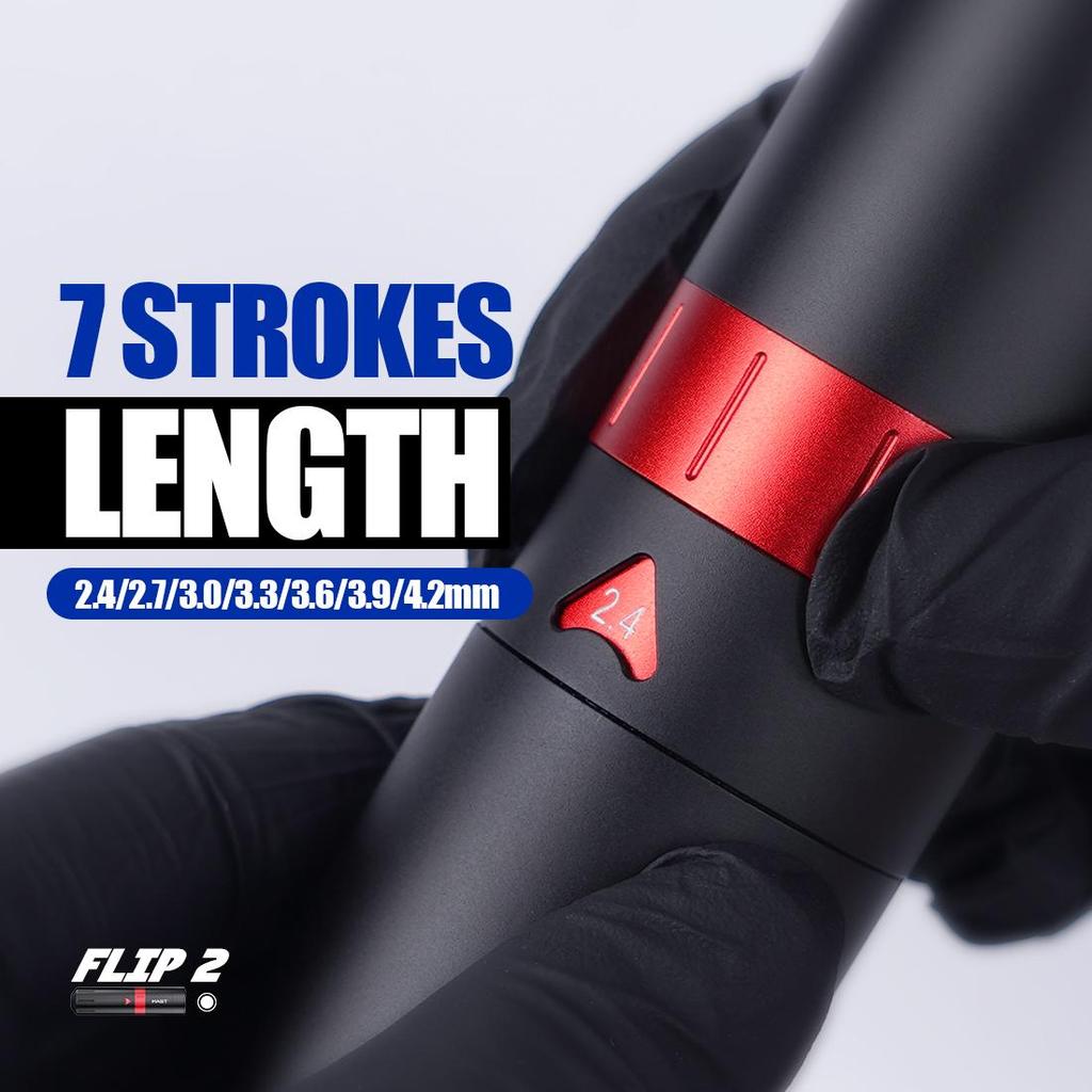 Mast Flip2 Wireless Tattoo Pen with Adjustable Strokes 2.4-4.2mm, 2 Batteries Digital Display Coreless Motor for Tattoo & Eyebrow Eyeliner Lip