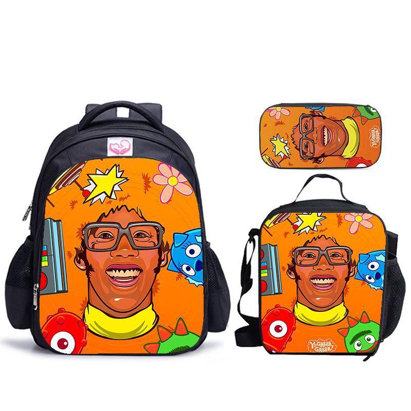 Школьный набор с принтом Yogabbagabba Yo Gabba Gabbalan Рюкзак Сумка для еды Пенал Набор из 3 предметов