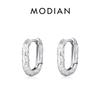 MODIAN 925 Sterling Zilver Prachtige U Vorm Textuur Oorringen Voor Vrouwen Wit Verguld Hypoallergene Fijne Sieraden