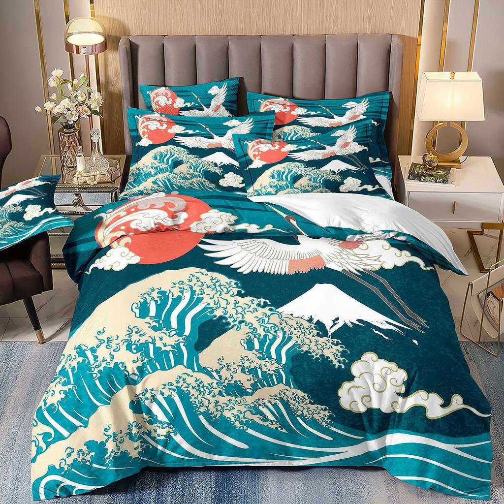 Cherry Blossom Bedding Set 3D Japanese Scenery Art Duvet Cover Set Single Double Twin King Size Teens Adults Mountain Exotic Art