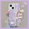 Suitable for Apple 15 Mobile Phone Case Summer Iphone14pro Purple Bow Bracket 13 Feather Yarn Chain 12/11