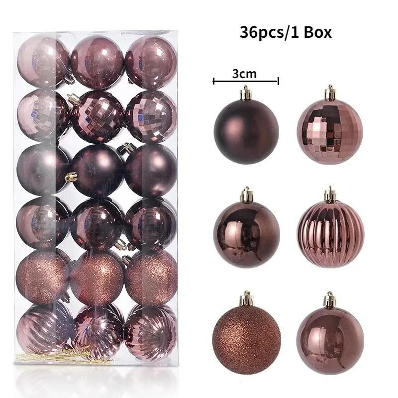 3CM Christmas Balls Decoration Set, 24/36Pcs Hanging Ball Pendants for Navidad New Year Home Party Decor, Christmas Tree Ornaments
