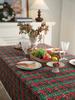 Christmas Tablecloth Green Plaid Snowflake Cotton Linen Rectangular Table Cover New Year Gifts Dining Living Room Table Decor
