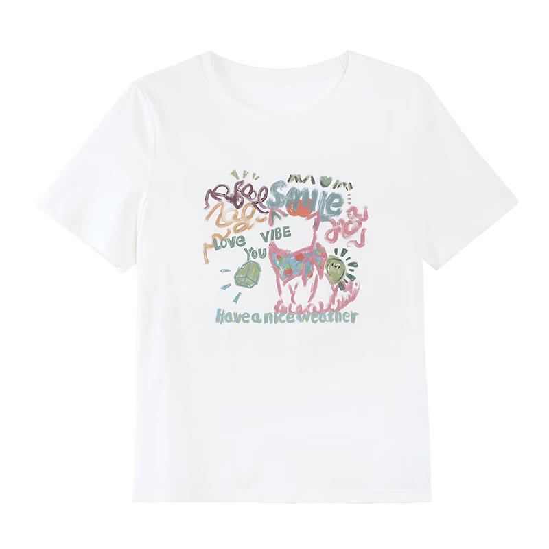 Женская футболка Betu 2026 Весна/Лето Свободного кроя с графическим принтом, короткий рукав