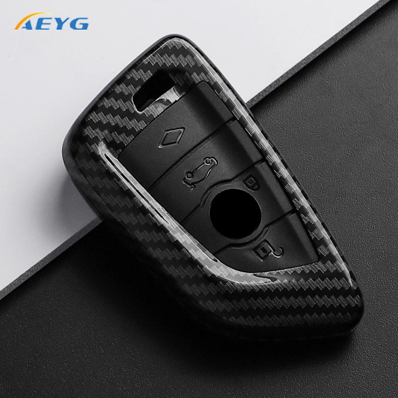 Abs Carbon Fiber Car Key Case Cover For Bmw X1 X3 X5 X6 X7 1 3 5 6 7 Series G20 G30 G11 F15 F16 G01 G02 F48 Keychain Accessories