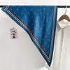 Korean design retro literary blue striped triangle scarf silk scarf summer thin scarf neck accessories small scarf