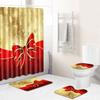 Christmas Four-Piece Shower Curtain Combination Floor Mat Set Bathroom Non-Slip Door Mat Absorbent Carpet
