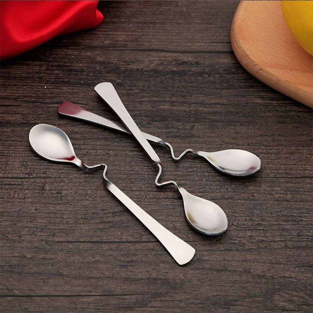 Stainless Steel Teaspoon Curved Handle Hanging Cup Spoon Originality Stirring Spoon