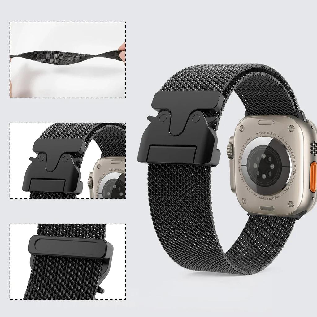 Миланский петлевой ремешок Для Apple watch 10 9 8 7 41 45мм Ultra/2 49мм Мужской Женский Металлический Браслет Для iWatch 6543SE 44 40 42мм Ремень