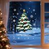Christmas Green Snowflake Tree Static Window Decal