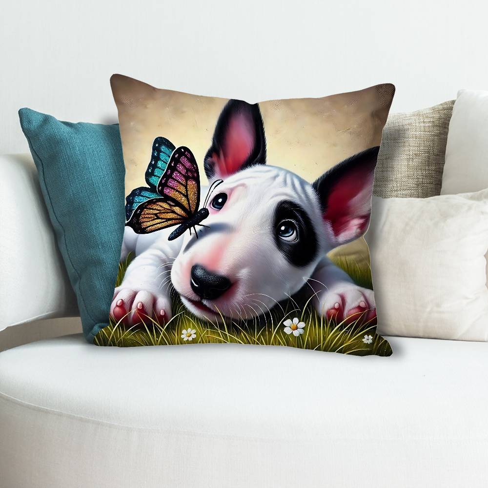BBull TTerrier Dog Funny Pillow Cases for Bedroom Living Room Sofa Home Decor Polyester Cushion Cover with Zipper