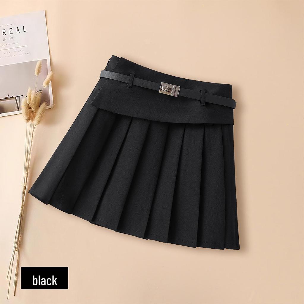 2026 Новая Весна Женская Короткая Юбка А-силуэта с Высокой Талией и Плиссировкой: Стиль кампуса, уменьшающий возраст
