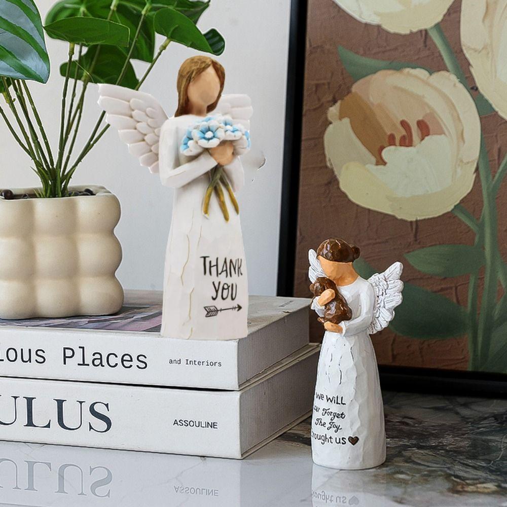 Устойчивые к выцветанию фигурки цветочных фей, расписанные вручную украшения ангела, настольная статуэтка девочки-ангела