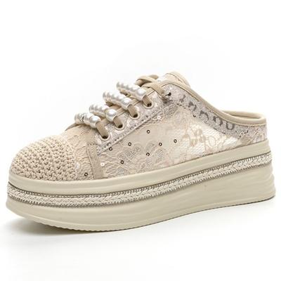 Модные 5 см новые воздушные сетчатые синтетические удобные сандалии из ткани Atretch, летние шикарные модные тапочки, массивные кроссовки, женские сандалии, обувь