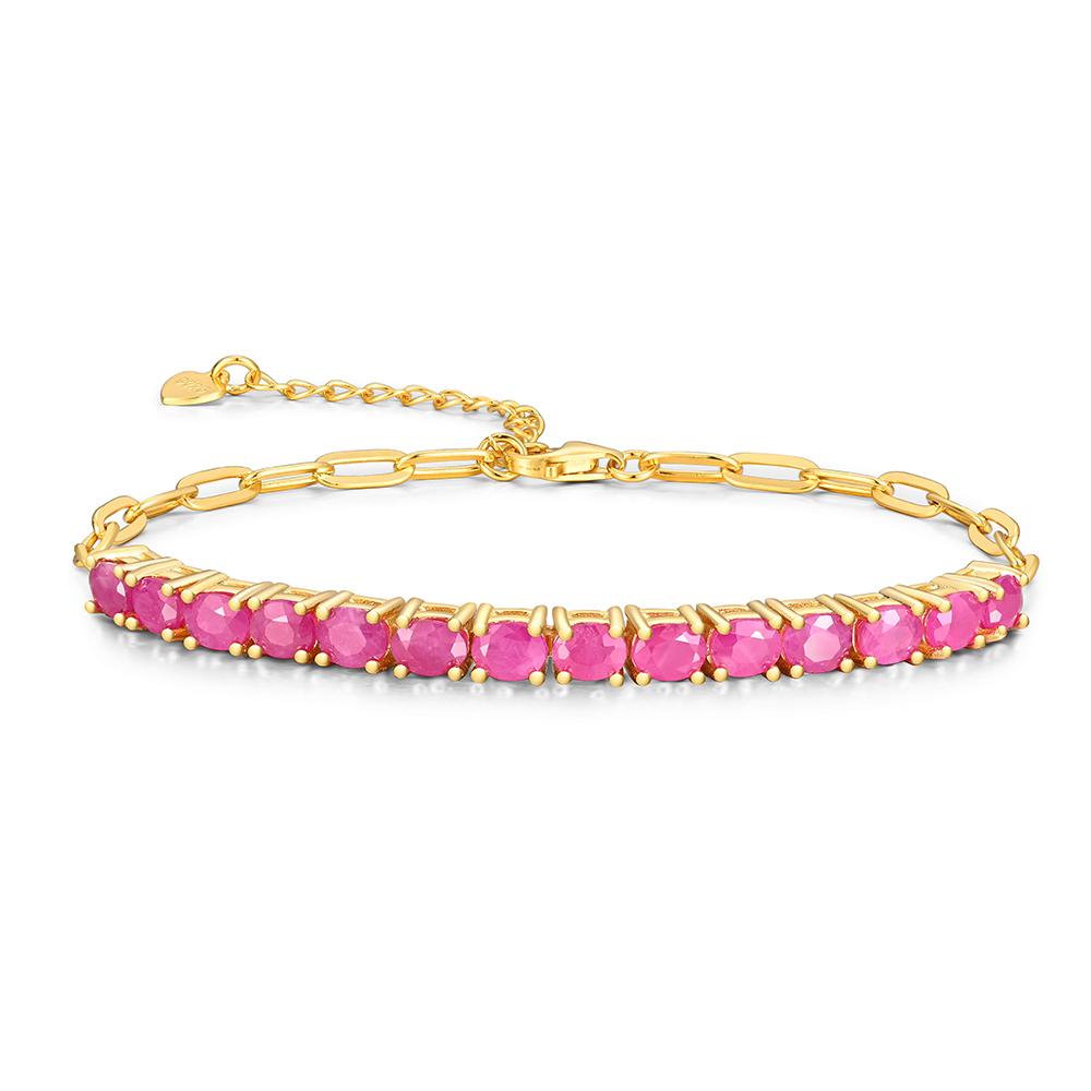 Роскошный женский браслет из серебра 925 пробы с натуральными вставками из рубина овальной формы 3*4 мм. Классические изысканные украшения для подарка на день рождения.