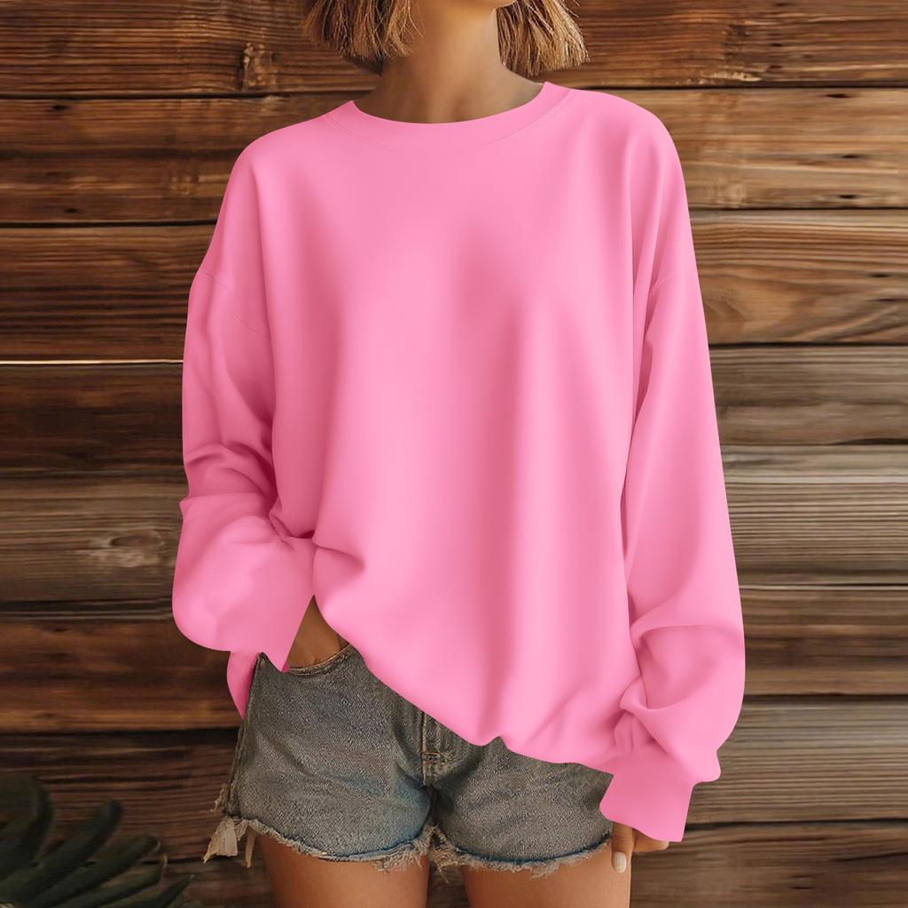 Women  Tops Women's Long Sleeve Sweatshirt Casual Crewneck Loose Fit Pollover Fleece Tops