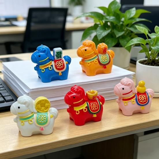5 Pcs Mini Horse Figurine Resin Miniature Animal Statue for Fairy Garden Micro Landscape Dollhouse Crafts 2026 Chinese Horse Feng Shui Ornament for