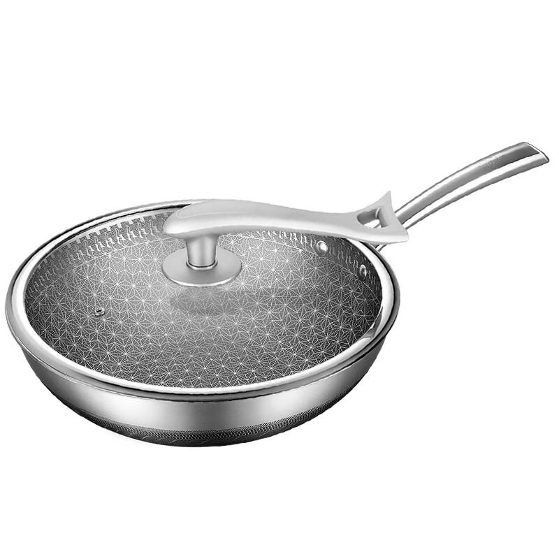 ZISIZ 304 Stainless Steel Universal Stir-Fry Wok with Lid