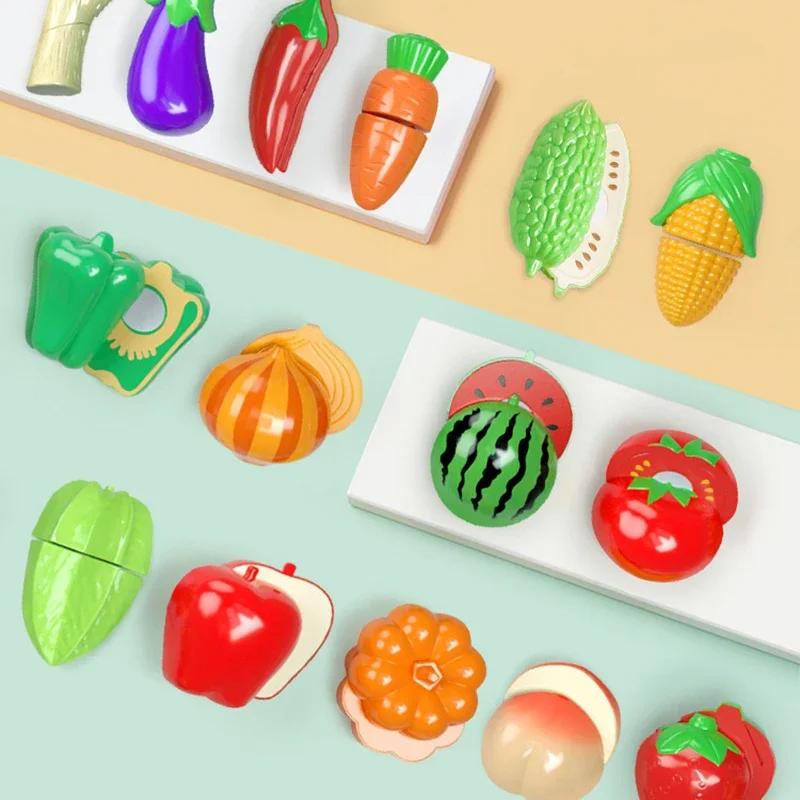Кухонный игровой набор игрушечных домиков, корзина для моделирования фруктов, овощей, игра для резки еды, развивающая детская игрушка Монтессори, обучающая игрушка для девочек