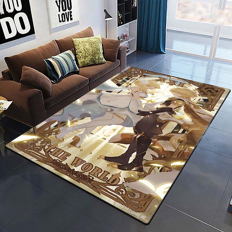 Genshin Impact Carpets Living Room Decoration Bedroom Parlor Tea Table Area Rug Mat Soft Flannel Large Rugs and Baby Gift Carpet