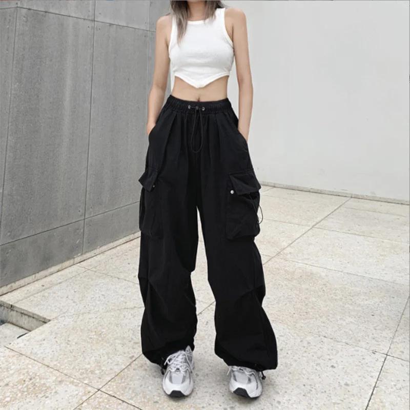 Danmo Y2K Women Sweatpants Wide Leg Joggers Trousers Clothes Streetwear Cargo Korean Harajuku Baggy Parachute Pants Plus Size