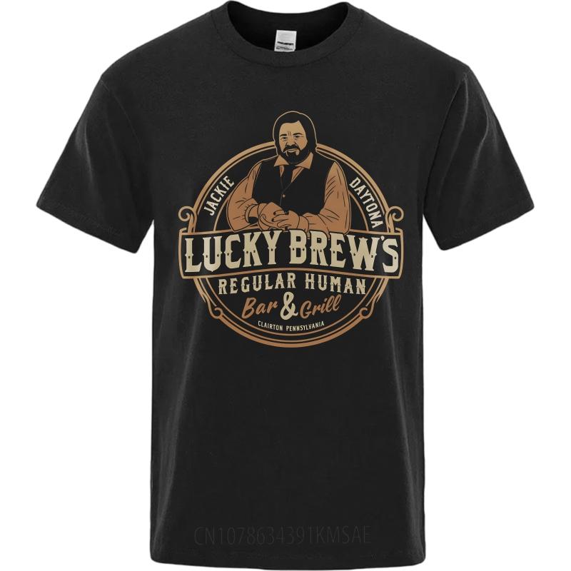 Stylish For Him Summer Tshirt Lucky Brews Regular Human Bar And Grill Short Sleeve Soft Oneck Women Tops Relaxed Fit Tshirt