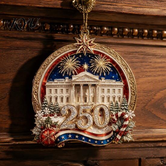 250th Anniversary Commemorative Gift 250 USA Christmas Ornament, United States 1776-2026 Tree Patriotic Decor Keepsake, Acrylic Holiday Hanging