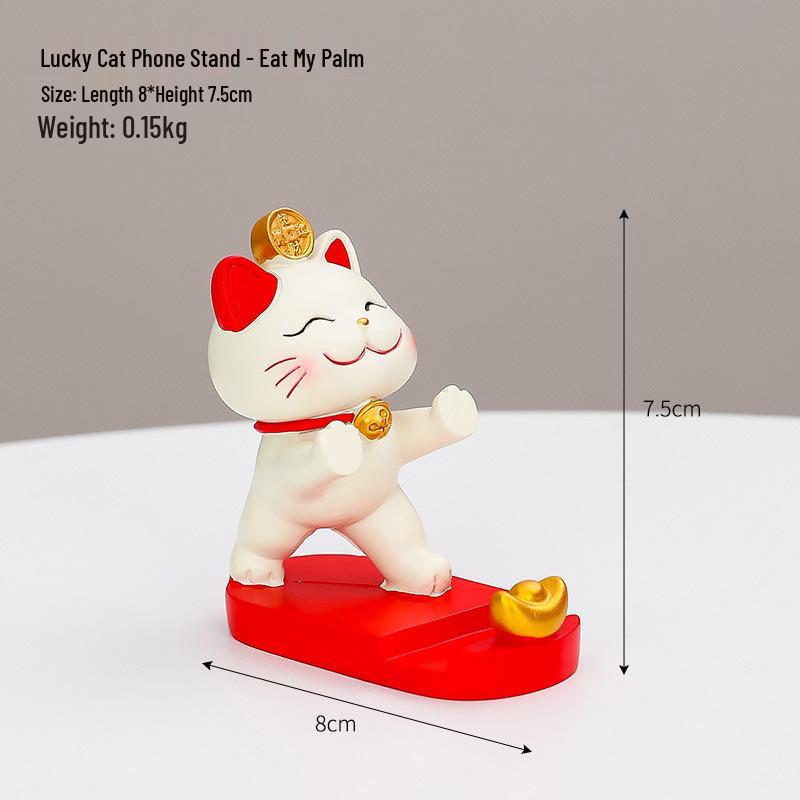 Счастливый кот смола держатель для мобильного телефона - Милое украшение для офисного стола, подарок