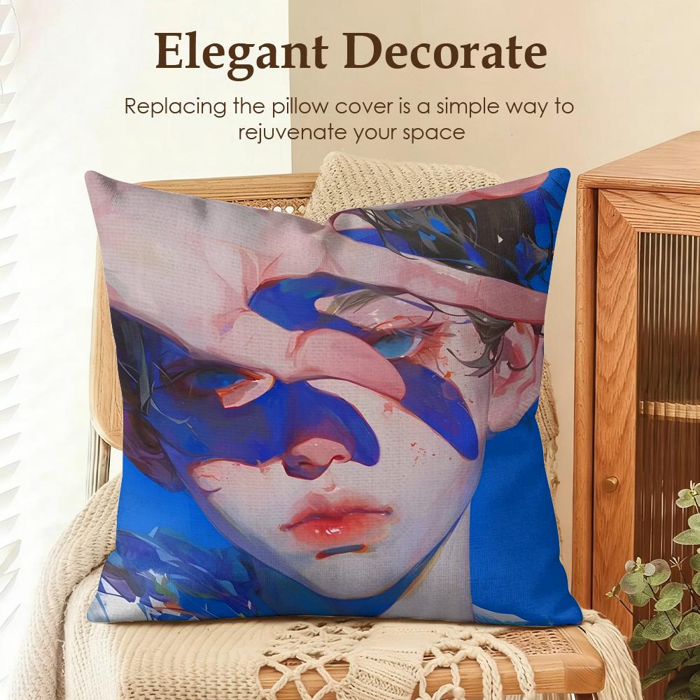 Handsome Fashion Pretty Cushion Cover Natural Linen Organic Fabric DoubleSided Printing Sofa Home Decor Gift Pillow Case