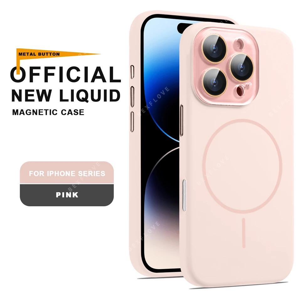 Официальный чехол из жидкого силикона с магнитом для iPhone 16 15 14 13 12 11 Pro Max Plus SE Для зарядки Magsafe Защитная крышка