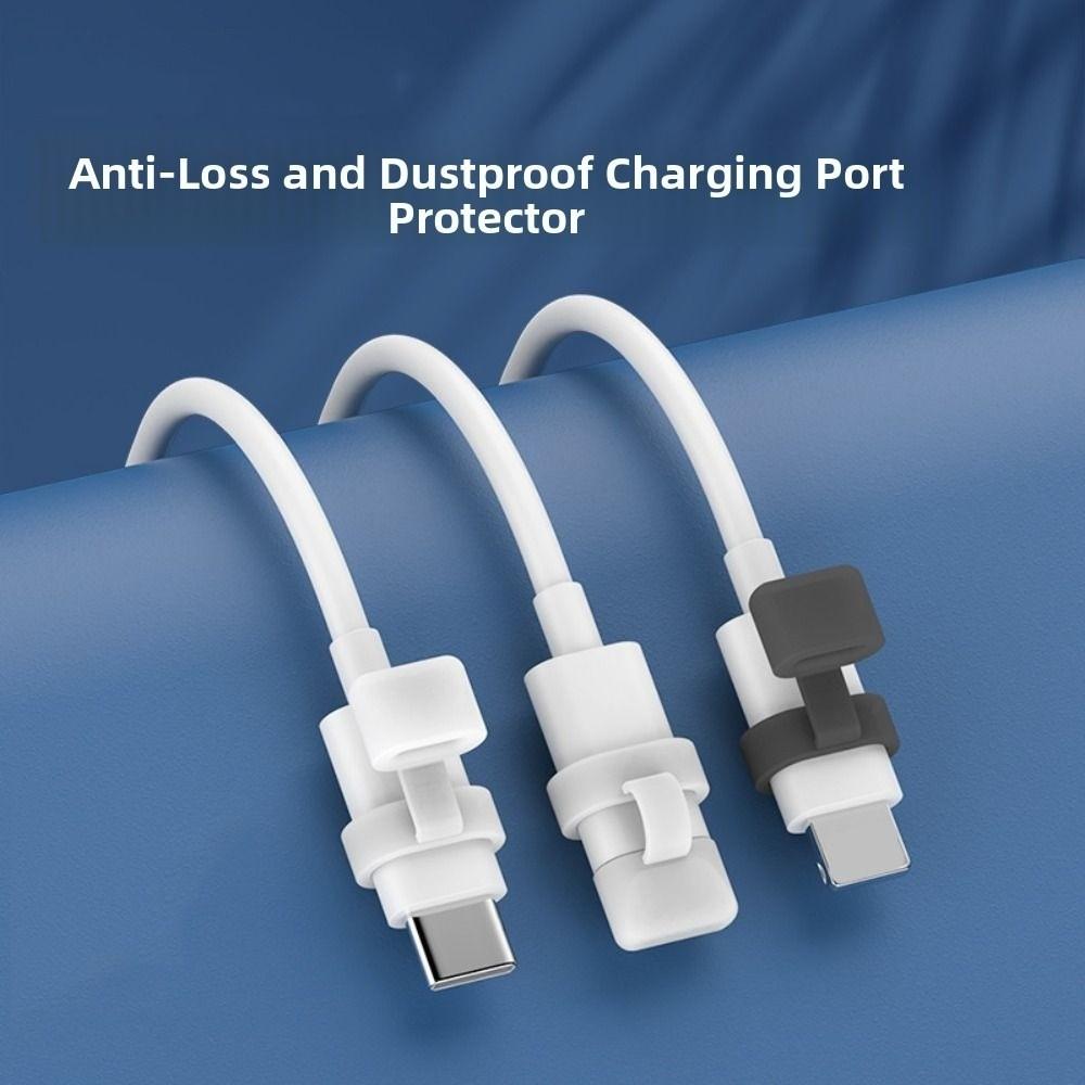 10Pcs Anti-Lost Data Line Protector Cap Silicone Charging Port Dust Plug