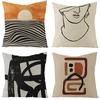 45 * 45Cm Linen Without Pillow Core Nordic Abstract Linen Pillowcase, Household Sofa, Bedside Cushion, Single Pillowcase