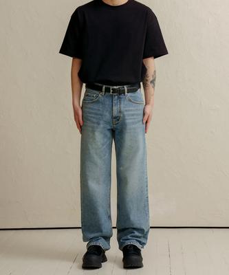 DENMADE Den0461 Винтажные Широкие Джинсы Средне-Синего Цвета