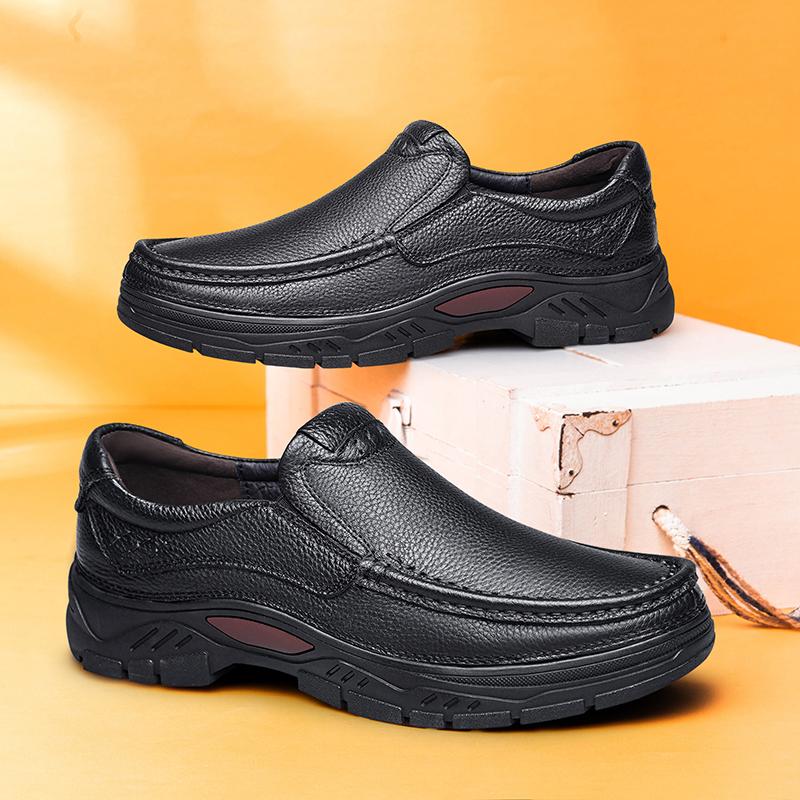 Роскошные мужские туфли из натуральной кожи для папы Spring &Amp; Осенняя мода Slip On Shoes Мужские классические мокасины Обувь для отдыха Мужская повседневная обувь