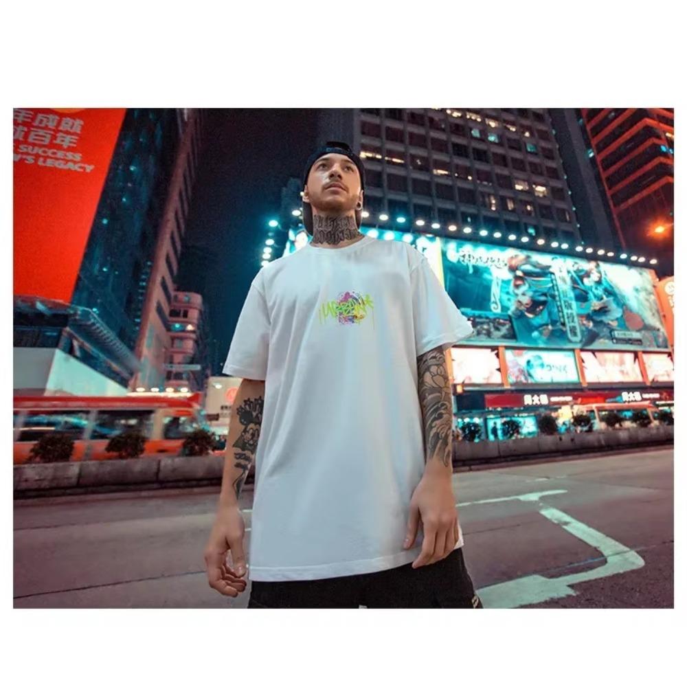 Европейский и американский бренд уличной моды, мужская футболка оверсайз, хип-хоп с принтом, мужская футболка с коротким рукавом, свободная, для уличных танцев, хип-хоп