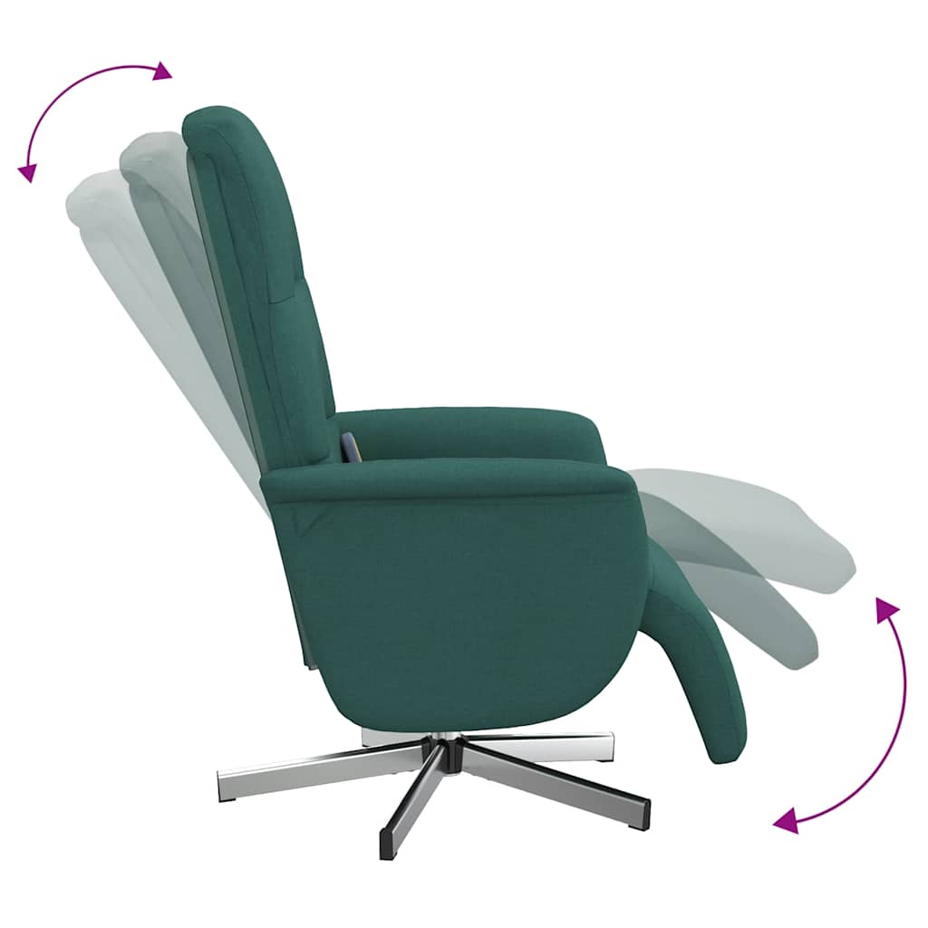 Massage Chair with Footrest Dark Green Fabric