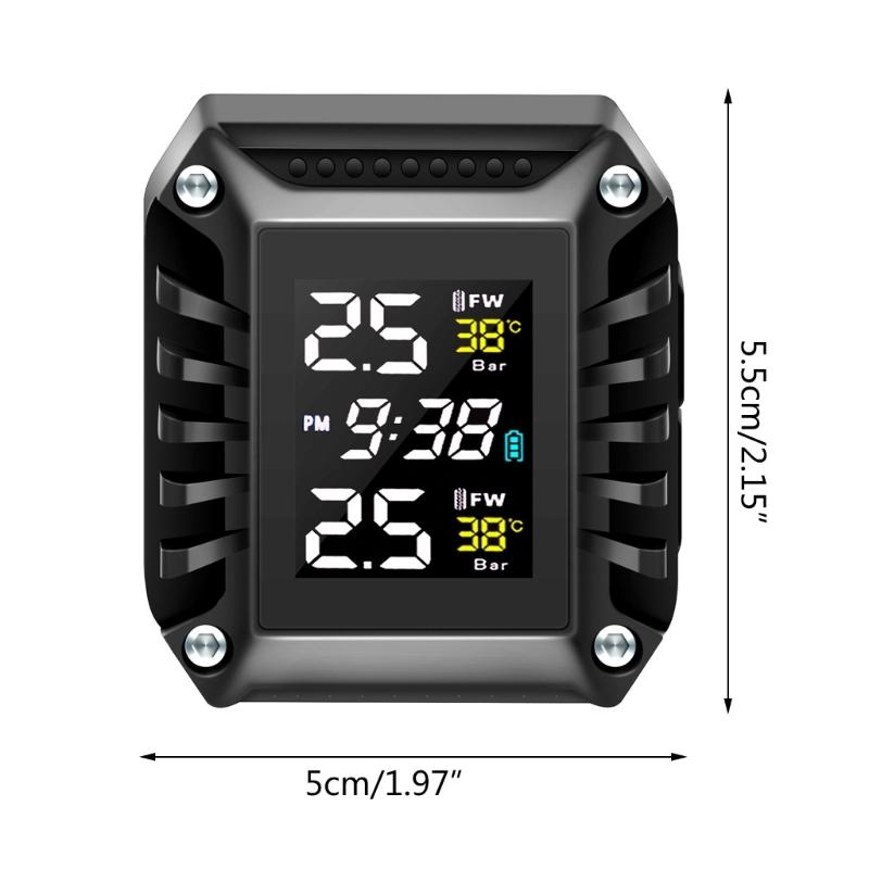Wireless Tire Pressure Monitoring System for Motorcycles with Colorful LCD Display Pressure Temperature Alarm