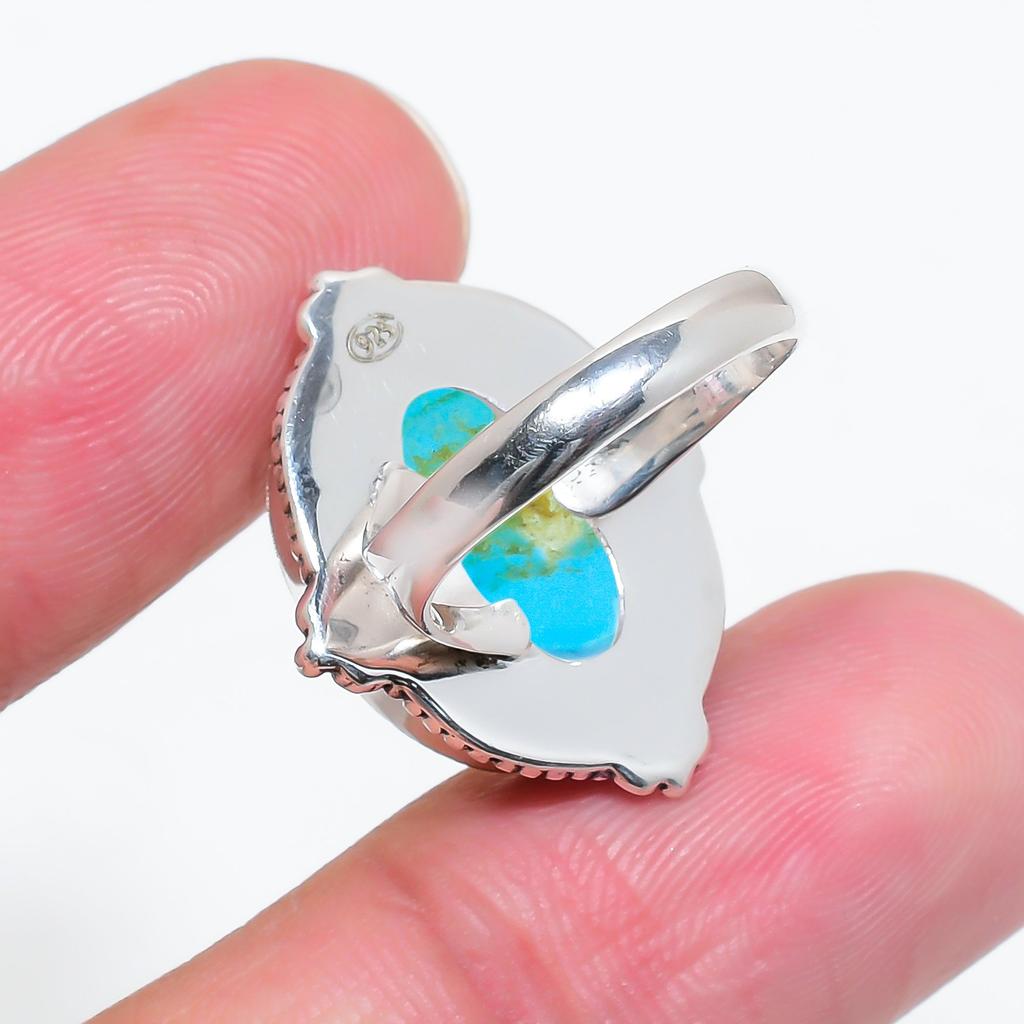 Magnesite Turquoise 925 Sterling Silver Ring V4570, Blue Ring, Oval Ring, Valentin's Day Gift, Gift For Her, Birthday Gift, Handmade Jewelry, Silver J