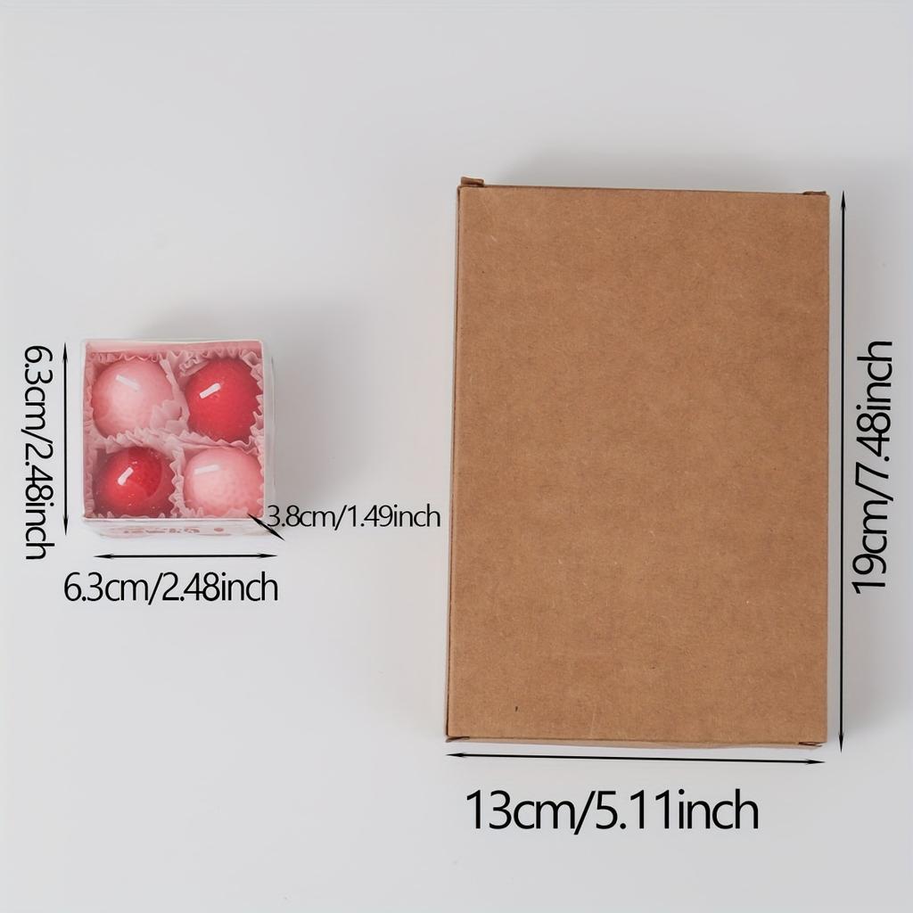 4 шт.-Клубничные свечи Соевый воск Ароматерапевтические свечи Ароматизированные свечи Торт Вечеринка Украшение для дома Креативный подарок на день рождения