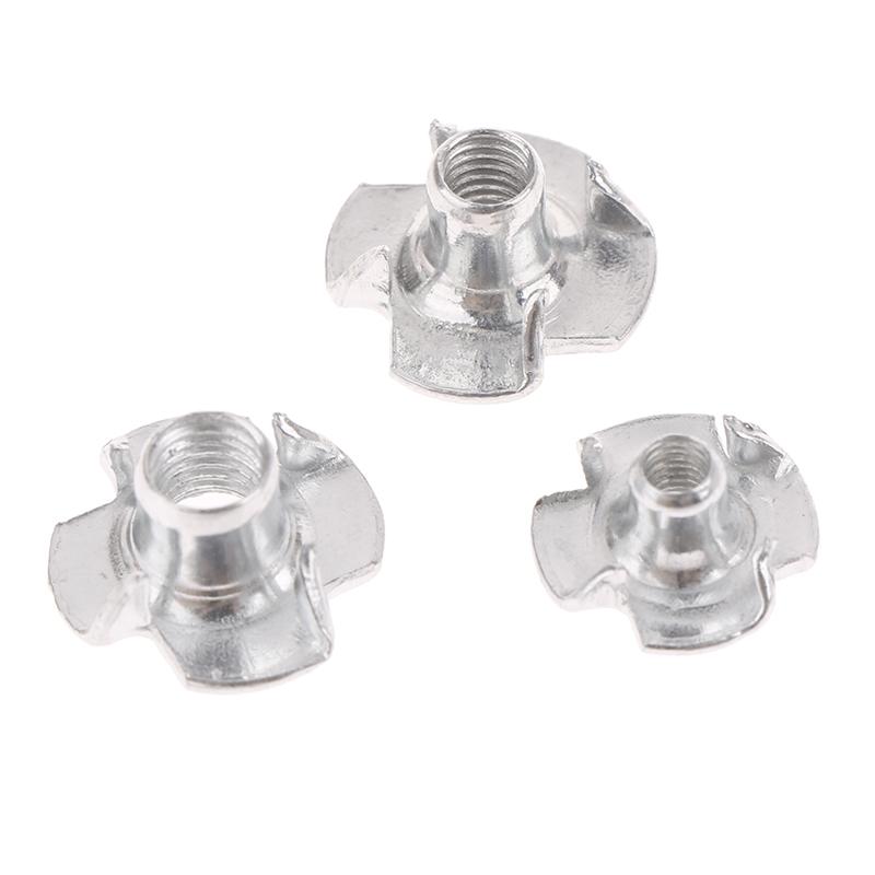 20 шт. M3 M4 M5 M6 M8 M10 оцинкованные гайки с четырьмя лапками для динамика T-образная гайка глухая зубчатая вставка T-образная гайка вставки