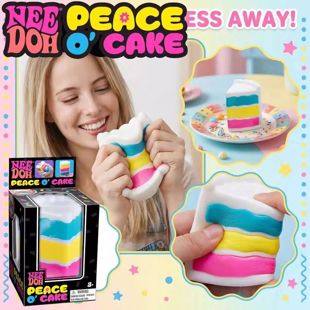 Peace O Cake Rainbow Cake Squishy Cube Slow Rebound Squeeze Toy Anti Anxiety Stress Relief Sensory Fidget Desk Toy