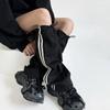 Fashion Drawstring Cargo Leg Warmers for Women Harajuku Side Double Striped Baggy Leg Covers Footless Socks Streetwear