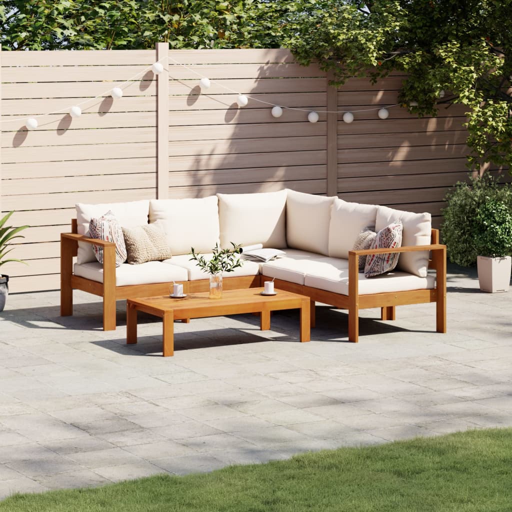 4 piece Garden Sofa Set with Cushions Solid Acacia Wood