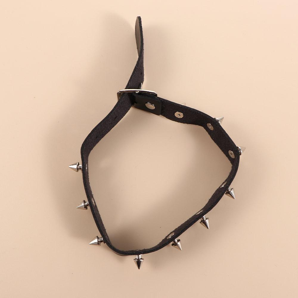 Панк-черная заклепка из цинкового сплава с металлической пряжкой на ключице из искусственной кожи с ювелирными изделиями из металлического шипа