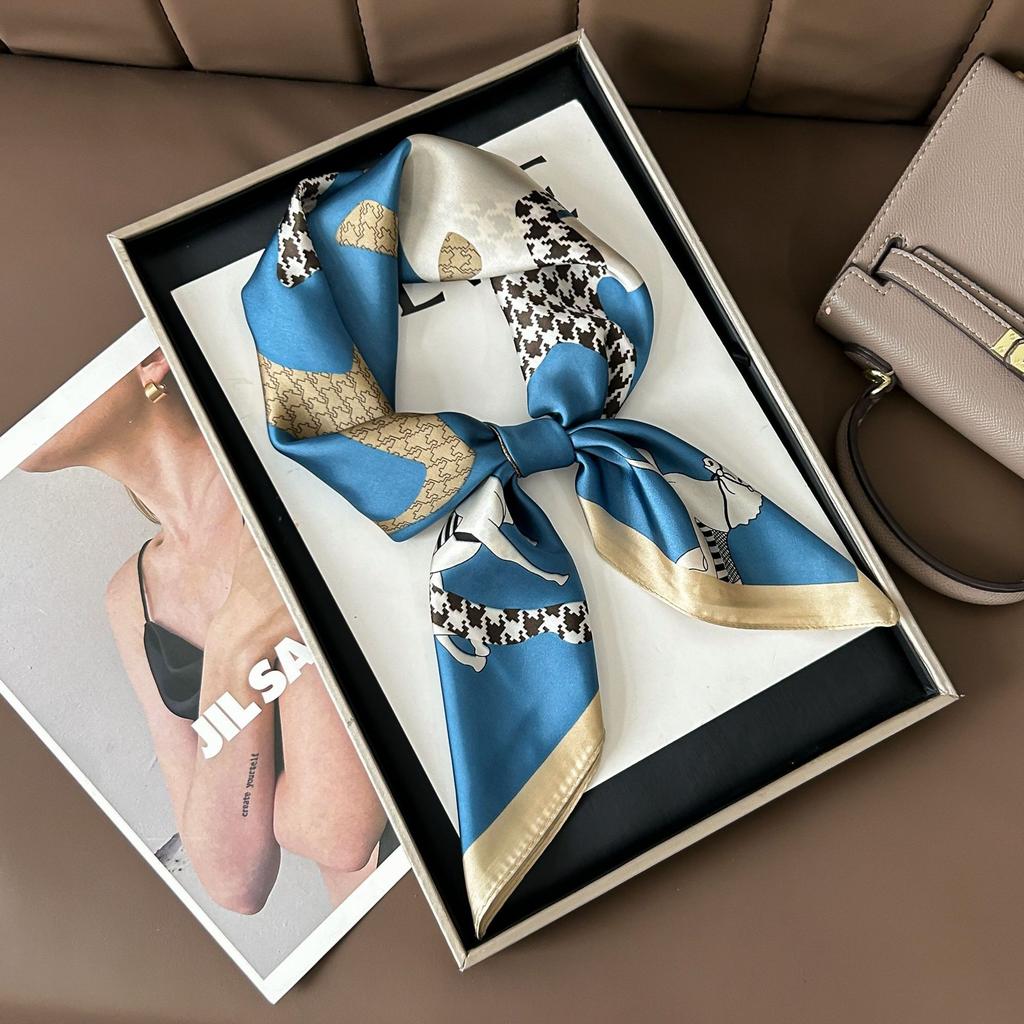 Шелковый шарф женский модный универсальный высокий смысл 70 квадратный шарф защита шеи шарф ретро шарф сумка