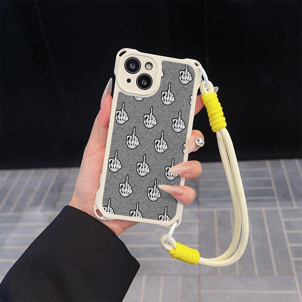 Мягкие чехлы для телефонов Ae80 Gesture Greeting Design Art для iPhone 16 15 14 13 12 11 Pro Max 8 Plus XR с ремешком на запястье, защитным шнурком для углов, задней крышкой